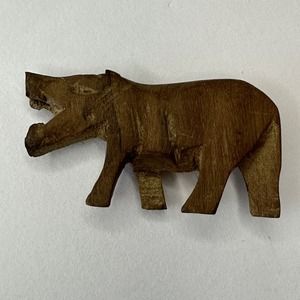 Natural Wood Hand carved Hippo Hippopotamus Figurine Kenya African Safari VTG